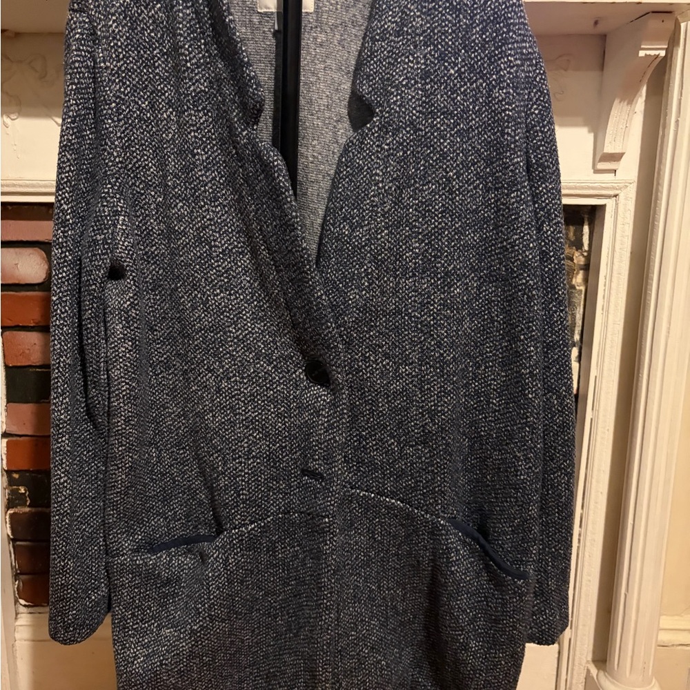 Old Navy Navy Textured Open-Front Trench Coat